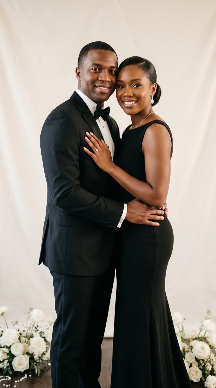 A bride and groom in each other's arms