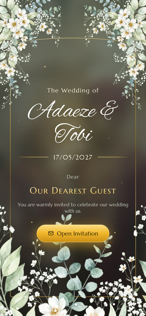 The Emerald Garden wedding invitation, live
